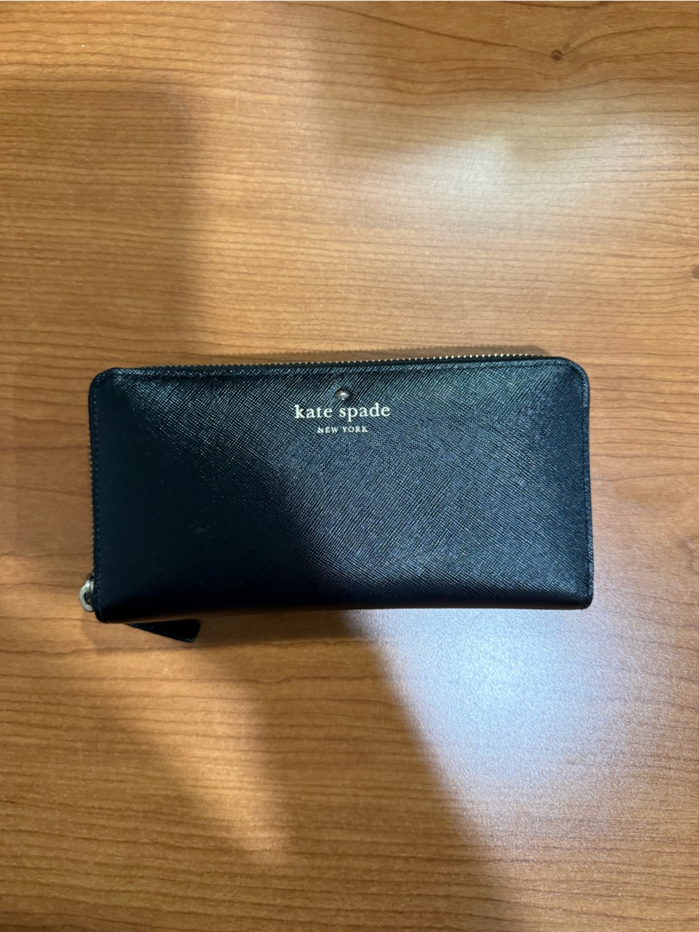 kate spade Black Zip-Around Saffiano Wallet